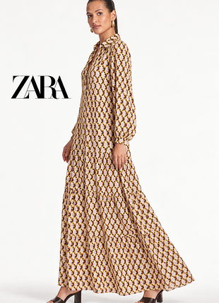 Zara свободное шифоновое платье на пуговицах