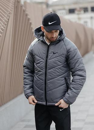 Куртка nike демисезонная мужская серая s-5xl