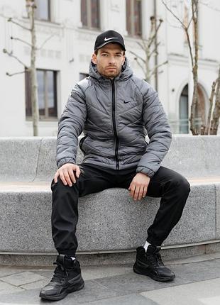 Серая демисезонная куртка мужская nike s-5xl