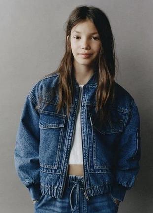 Джинсова куртка zara для дівчинки 13-14років
