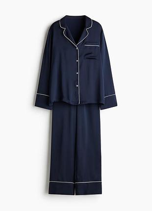 Атласна піжама h&m темно синього кольору | m
