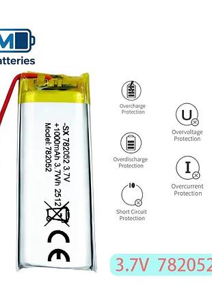 Акумулятор li-po 3.7v 1000mah з платою захисту pcb (782052)