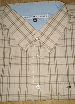 Рубашка мужская tommy hilfiger бежевая, xl