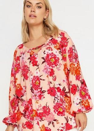 Яркая летняя блуза оверсайз yours clothing (uk 22-24 / eur 50-52) - легкая вискоза