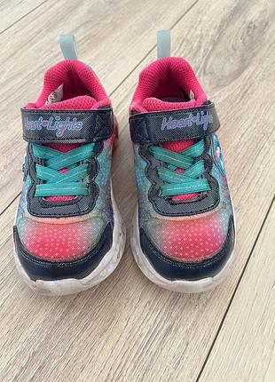 Кросівки для дівчинки skechers heart lights різнокольорові, розмір 25, довжина устілки 15 см