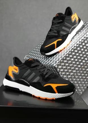 Чоловічі кросівки adidas nite jogger чорні з помаранчевим
