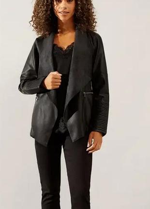 Стильная куртка-кардиган new look (экокожа + замша) / размер 52 (xl-xxl)
