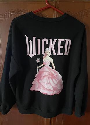 Жіночий світшот оверсайз чорний з принтом wicked glinda