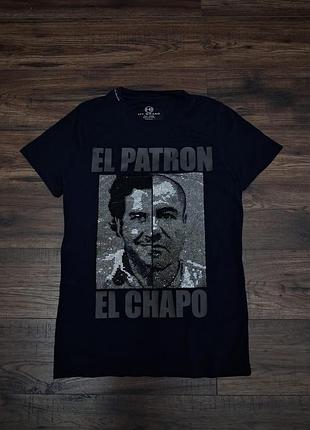 Мужская футболка my brand «el patron / el chapo» со стразами, р. s