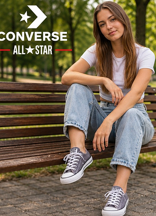 Оригінальні кеди converse all star ox — сірі низькі, унісекс, розмір 36, устілка 23 см