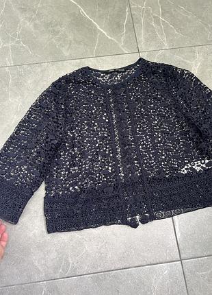 Жіноча ажурна накидка zara мереживна чорна
