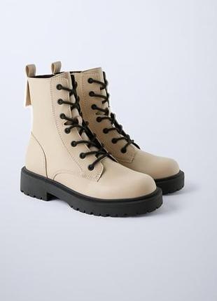 Черевики для дівчаток zara бежеві, осінні, довжина устілки 18.9 см