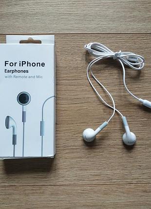 Навушники для iphone 5 5s 6 6s plus на шнурі 3.5 mm наушники на айфон