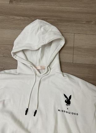 Худі playboy x missguided біле з логотипом 3