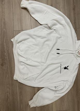 Худі playboy x missguided біле з логотипом 2