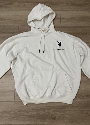 Худі playboy x missguided біле з логотипом