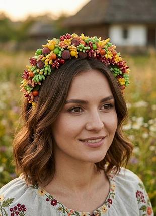 Яскравий осінній/етно вінок-обруч ручної роботи