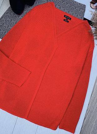 В’язаний кардиган massimo dutti s червоний кардиган сітка прямий джемпер