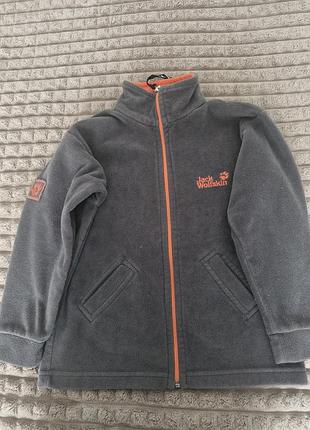 Дитяча флісова кофта jack wolfskin сіра розмір 134