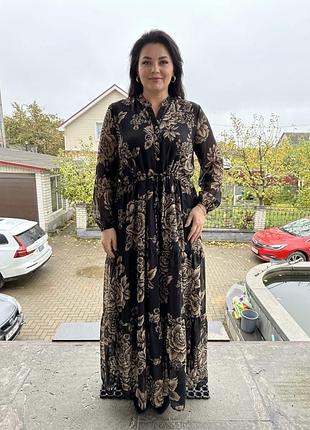 Легка шифонова сукня максі з квітковим принтом (2xl–3xl / 52–54)