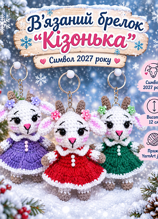 Брелок в'язаний "кізонька", висота 12 см