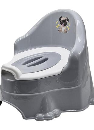 Горшок детский с крышкой 5163txk(grey) пластик, серый