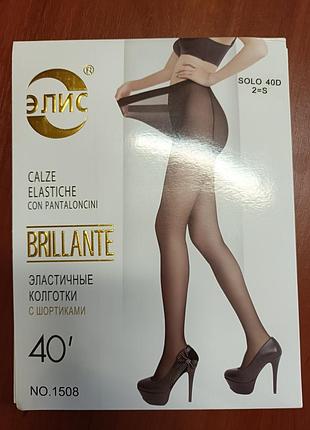 Колготки жіночі елис brilliante 40 den з ущільненими шортиками, чорні