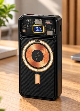 Power bank беспроводной павер qcy 22.5w + 15w 10000 mah / внешний аккумулятор / пауэрбанк led-дисплеем