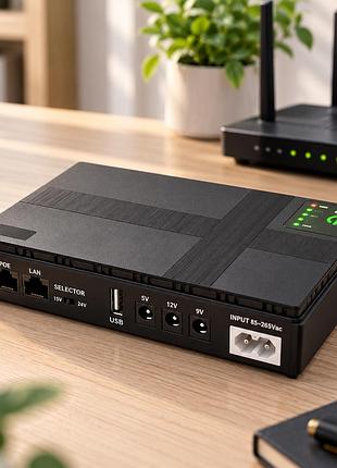 Источник бесперебойного питания для роутера и сетевого оборудования 10400mah 36вт / ups бесперебойник usb-выход, dc 5v, 9v, 12v /