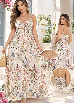 Довга сукня з завʼязкою в принт shein xl