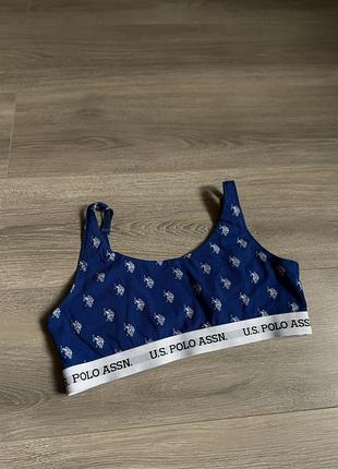 Жіночий топ u.s. polo assn. синій з принтом