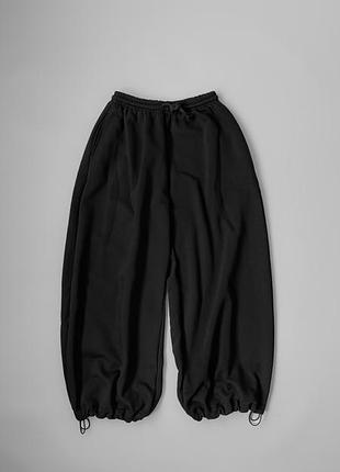 Штани yarm harem black, fleece на флісі оверсайз
