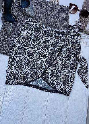 Коротка спідниця zara m бавовняна спідниця на запах чорна спідниця з бахромою зара