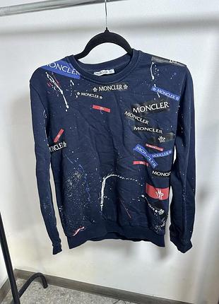 Світшот підлітковий moncler синій з принтом 2