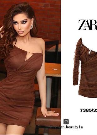 Zara сукня на одне плече в сіточку міні коротка