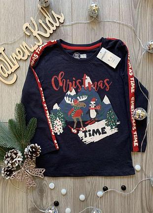 Лонгслів новорічний "cristmas time" для хлопчика 4/5 років, (110 ріст), бренд pepco польща