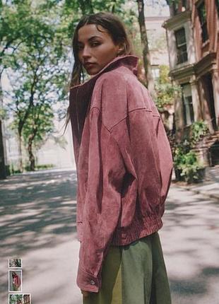 Куртка жіноча zara бомбер шкіряний марсала розмір s