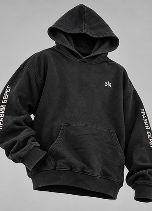 Oversize чорне худі by poustovit, український бренд, київські принти, unisex