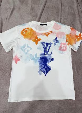 Чоловіча футболка m бренду louis vuitton watercolor monogram t-shirt білого кольору