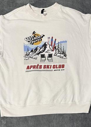 Світшот унісекс білий з принтом winter sports après ski club