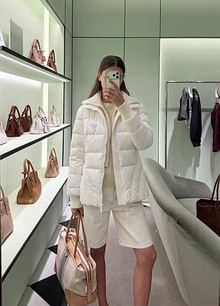 New 2026  пуховик білий теплий prada білий гусячий пух