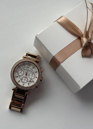Жіночий годинник michael kors parker rose gold pave chronograph mk5491
