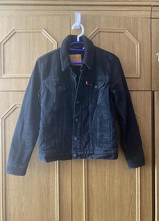Джинсова куртка утеплена на шерпі sherpa/ імітація овчини levi’s