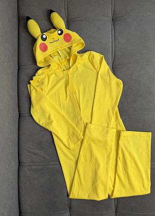 Дитячий карнавальний костюм пікачу pokémon з капюшоном, жовтий комбінезон