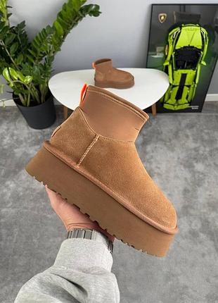 Женские угги ugg classic mini dipper chestnut зима 36-41