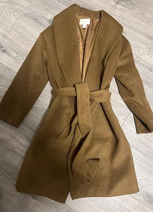 Жіноче пальто h&m вовняне коричневе