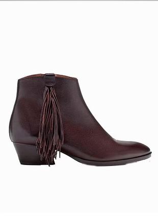 Жіночі ботильйони massimo dutti коричневі з бахромою