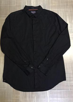 Superdry vintage slim fit чоловіча чорна сорочка з довгим рукавом розмір l