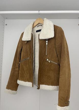 Куртка жіноча zara авіатор замшева коричнева