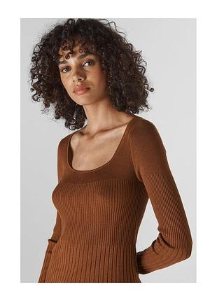 Square neck silk mix rib knit лонгслив топ whistles